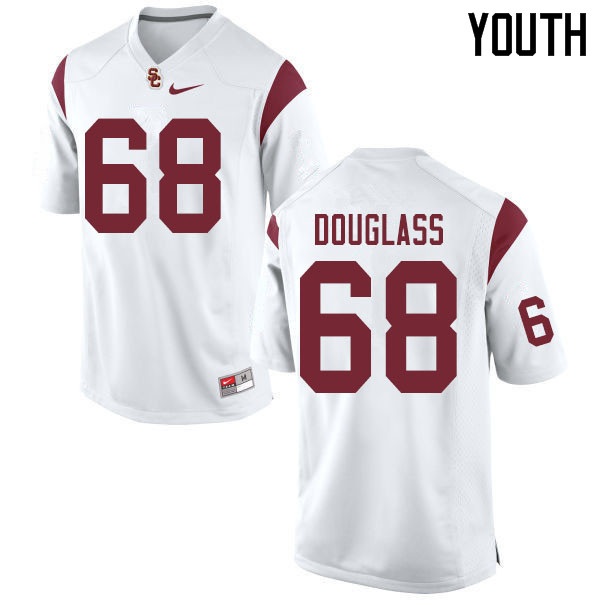 Youth #68 Liam Douglass USC Trojans College Football Jerseys Sale-White - Click Image to Close